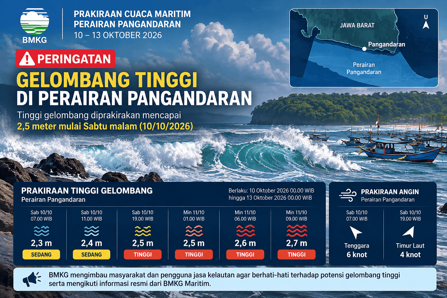 Peringatan Gelombang Tinggi Pangandaran Peringatan Gelombang Tinggi Pangandaran